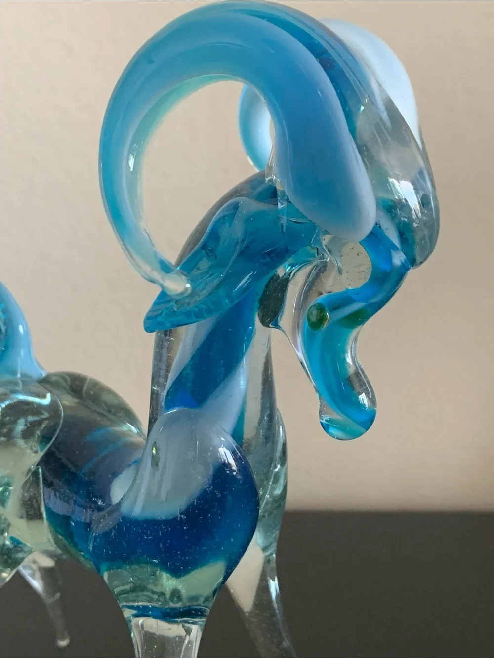 Murano-style Hand Blown Mexico Art Glass Antelope Gazelle Ram Big Horn Figurine